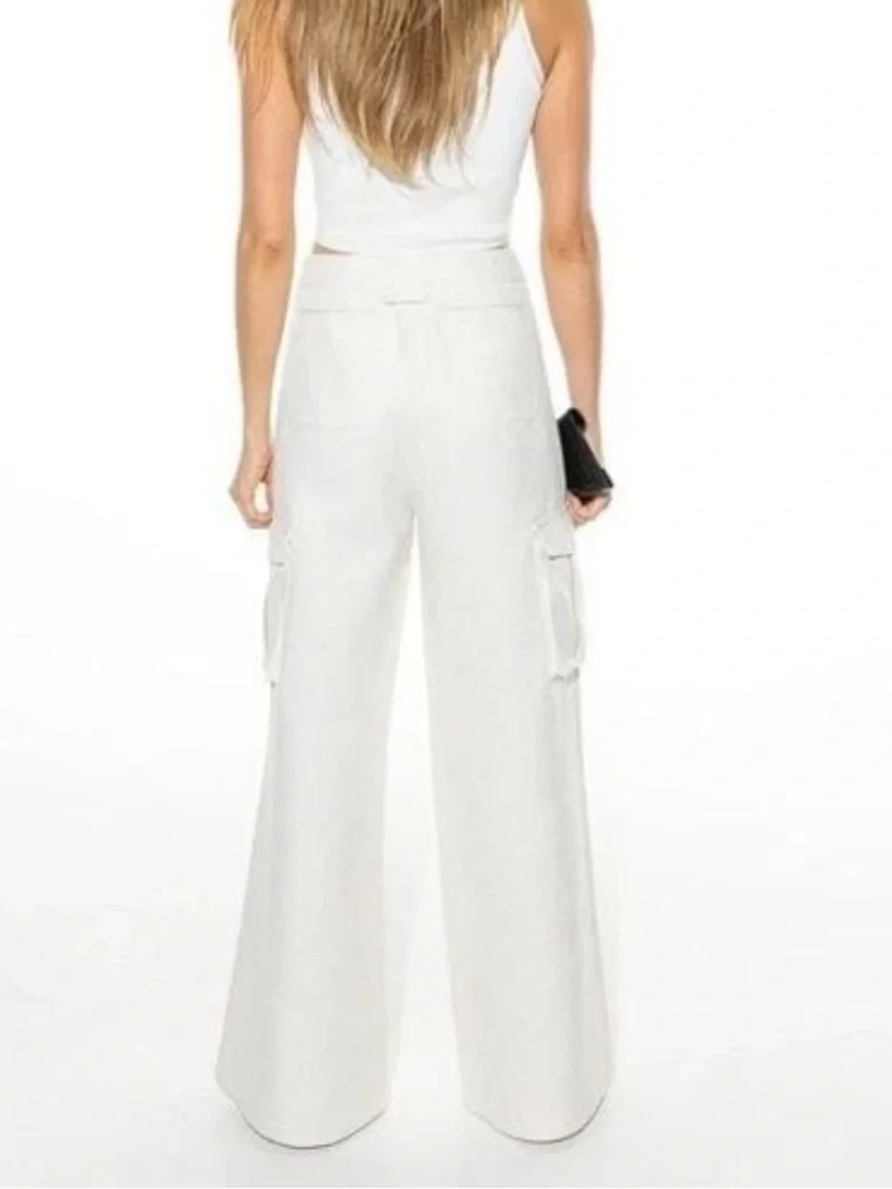 Torn by Ronny Kobo Bernee Wide Leg Cargo Trouser in Stone Size XS
